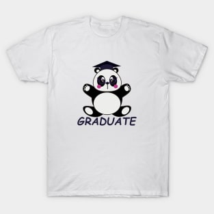 Cute Kids Panda in Graduation Cartoon T-Shirt